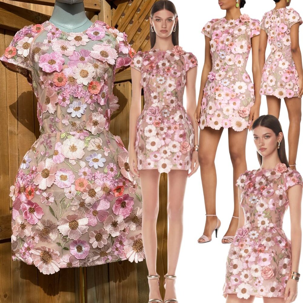 🆕 BRONX & BANCO 🧿 NWOT Jasmine Capsleeve Pink Floral Mini Dress, Sz XS US 2